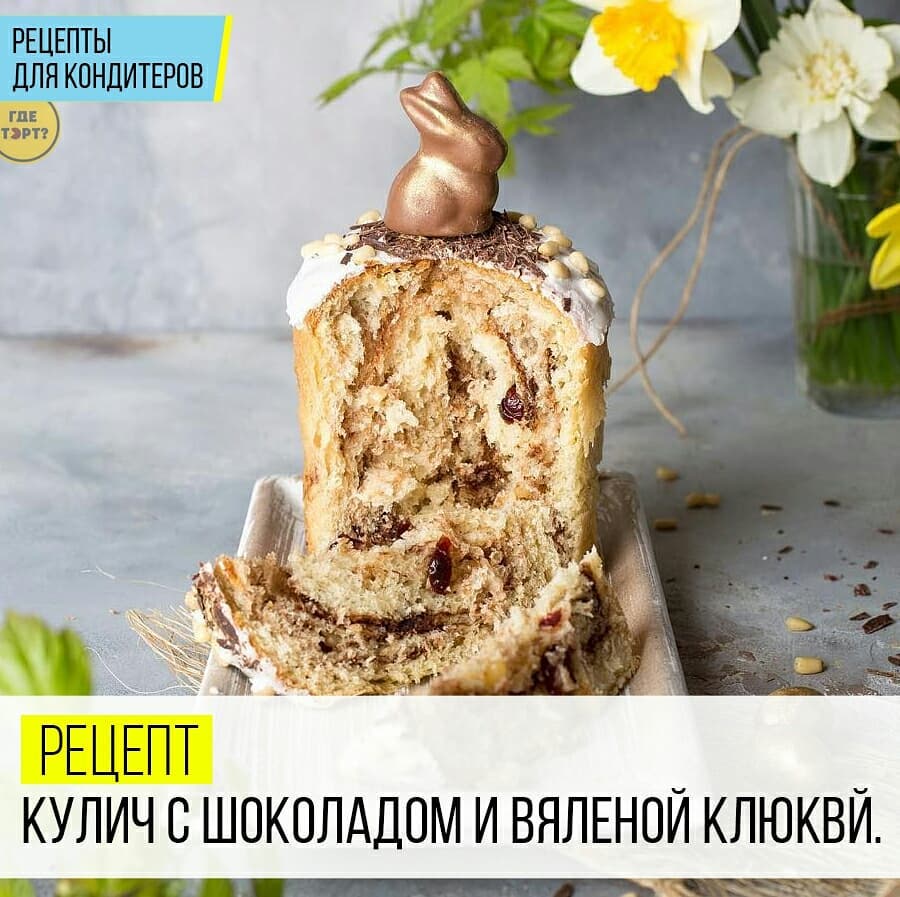 Рецепт куличей с шоколадом и вяленой клюквой